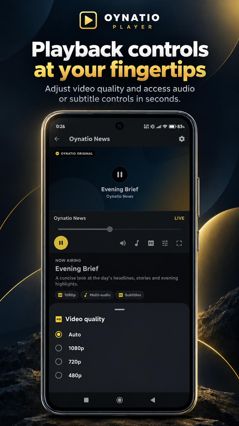 Oynatio Player oynatma kontrolleri ekranı